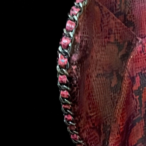 AIMEE KESTENBERG Red/Rose/Black Leather Snakeskin Crossbody Purse - Picture 6 of 16